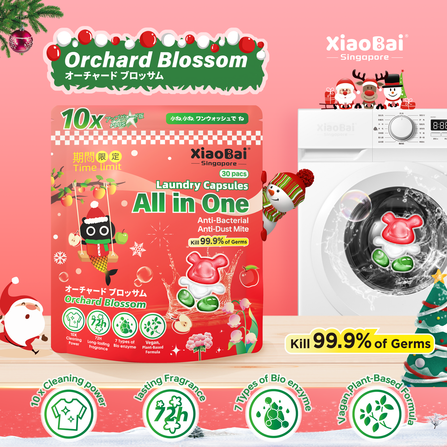 Limited edition 1 For 1 !!! XIAO BAI ALL IN ONE LAUNDRY CAPSULES -L7 Orchard Blossom